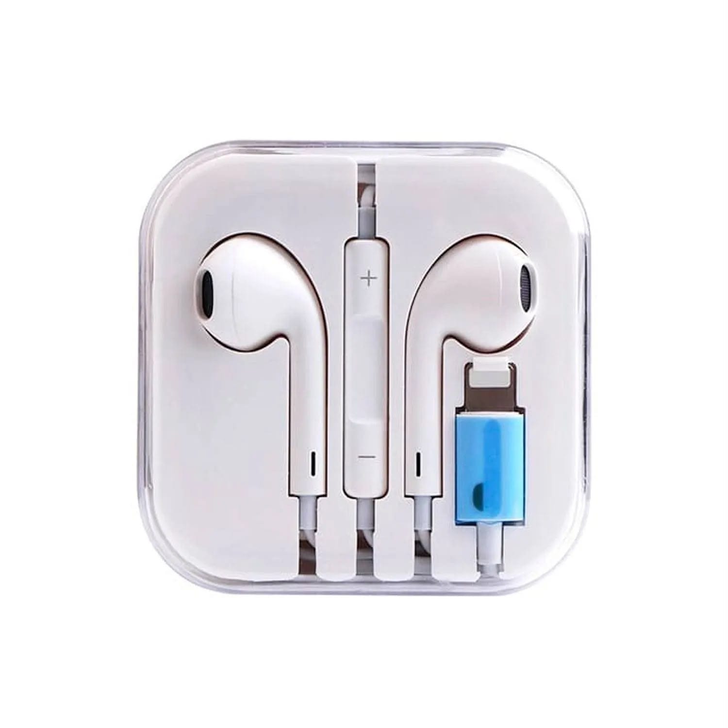 Audífono con cable, caja de plástico